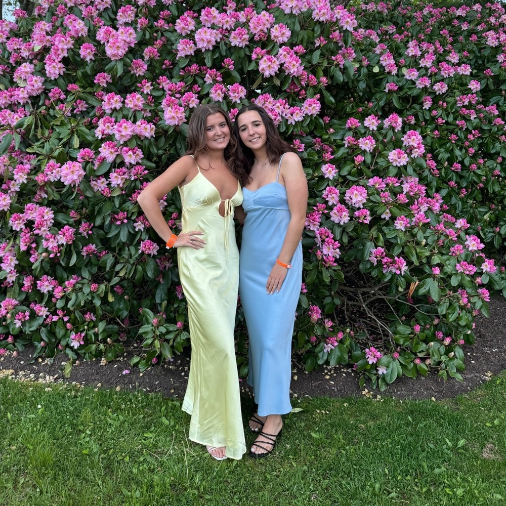 Light Blue Satin Formal Dress Maxi